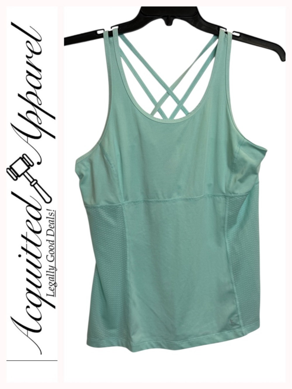 Danskin Now Women,s Mint Green Crisscross Back Athletic Tank